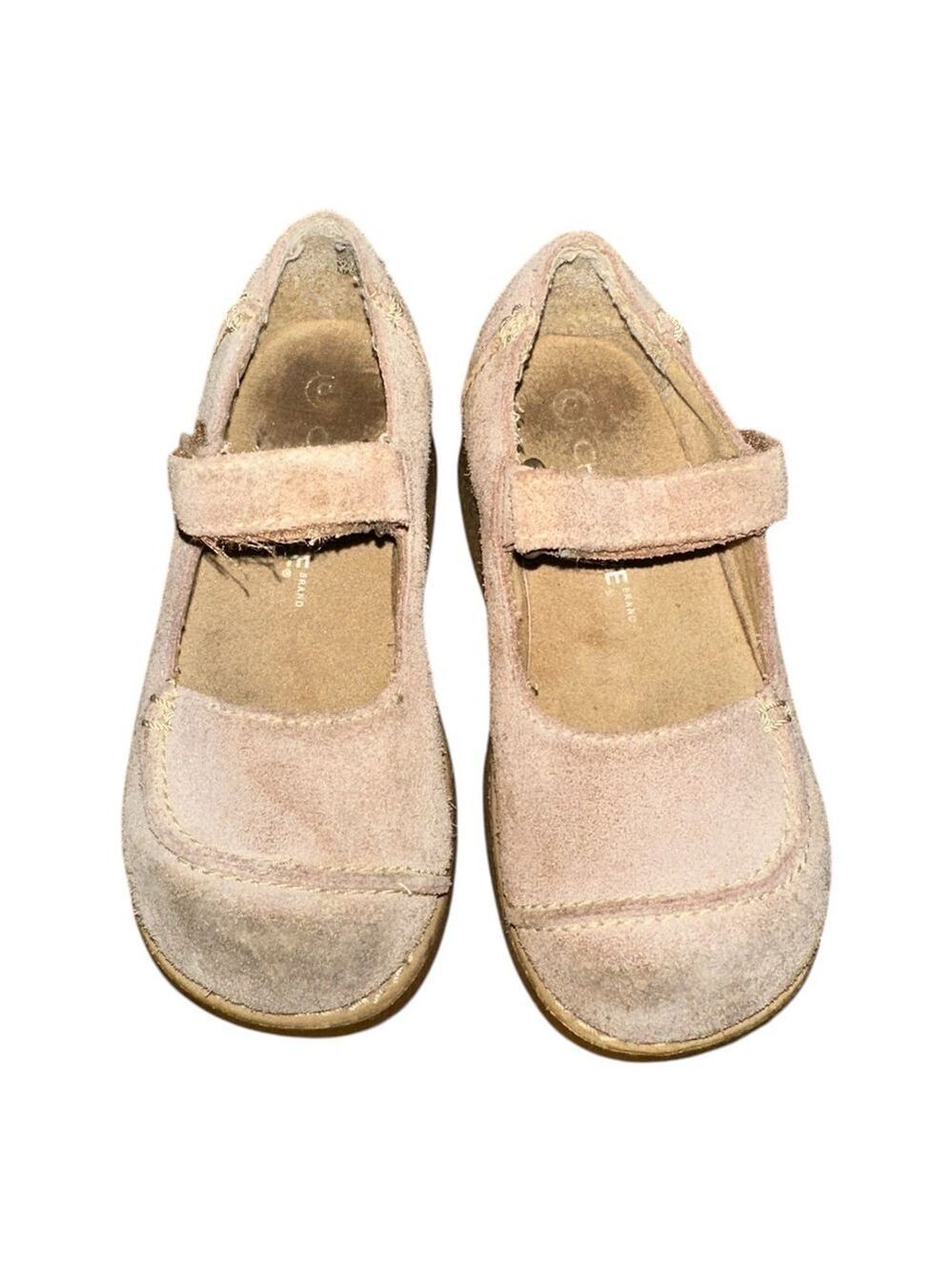 Cherokee Beige Suede Mary Jane Dress Shoes Size 9 Toddler Girls